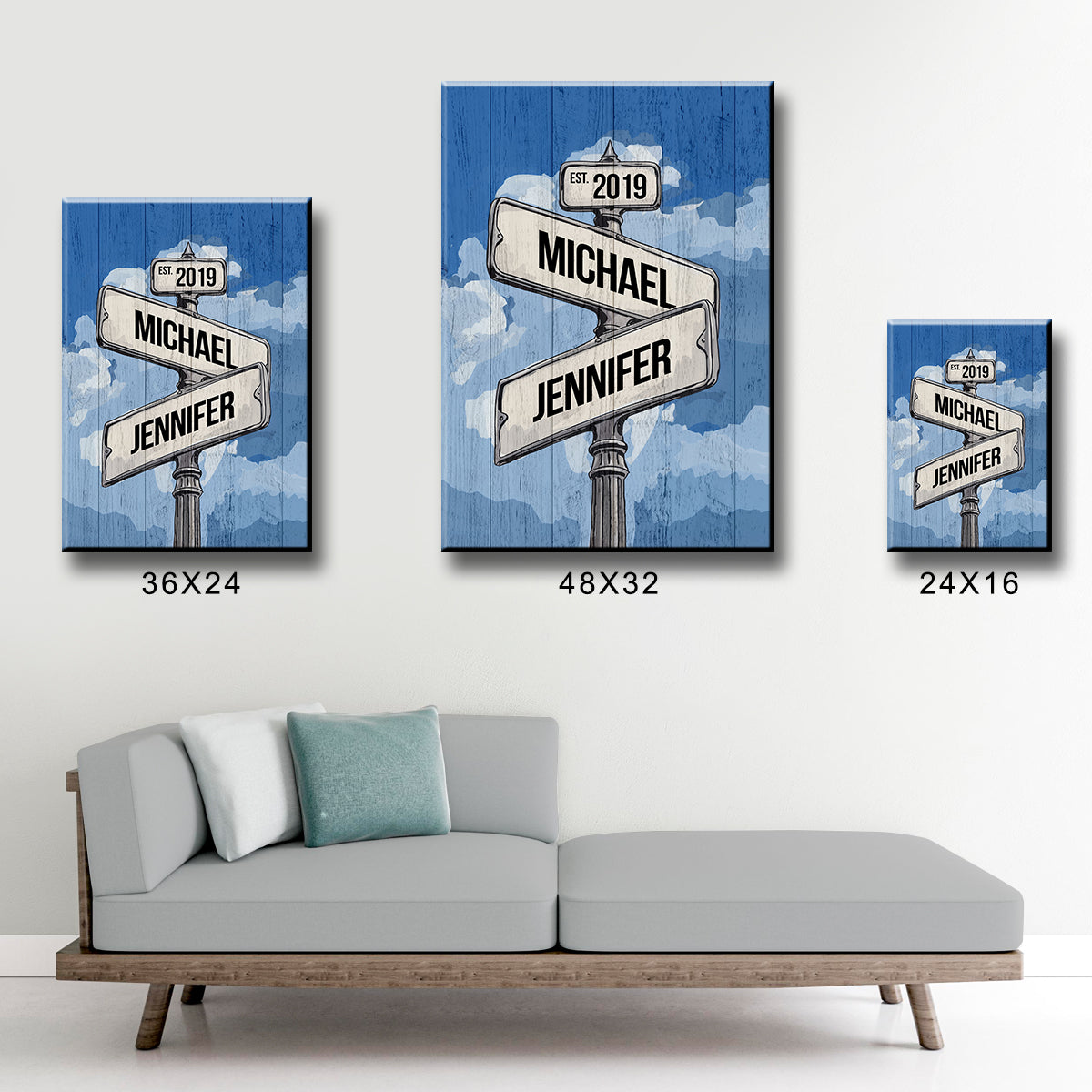Street Sign Watercolor Color Premium Canvas