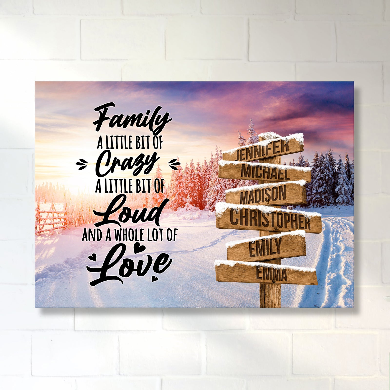 Family Multi Names With Heart Sign - Premium Canvas Wall Art