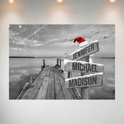 Christmas Old Truck Family Name Premium Canvas