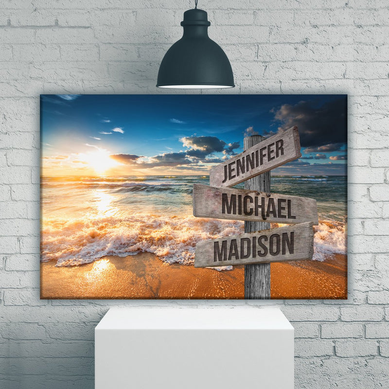 Ocean Sunset Color Multi-Names Premium Canvas